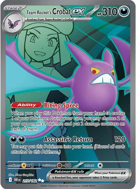 Team Rocket's Crobat ex 217/182 - Destined Rivals Pokémon TCG card
