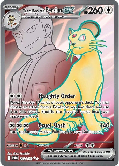 Team Rocket's Persian ex 219/182 - Destined Rivals Pokémon TCG card