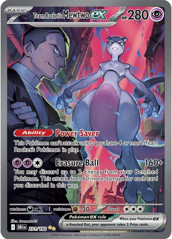 Team Rocket's Mewtwo ex 231/182 - Destined Rivals Pokémon TCG card