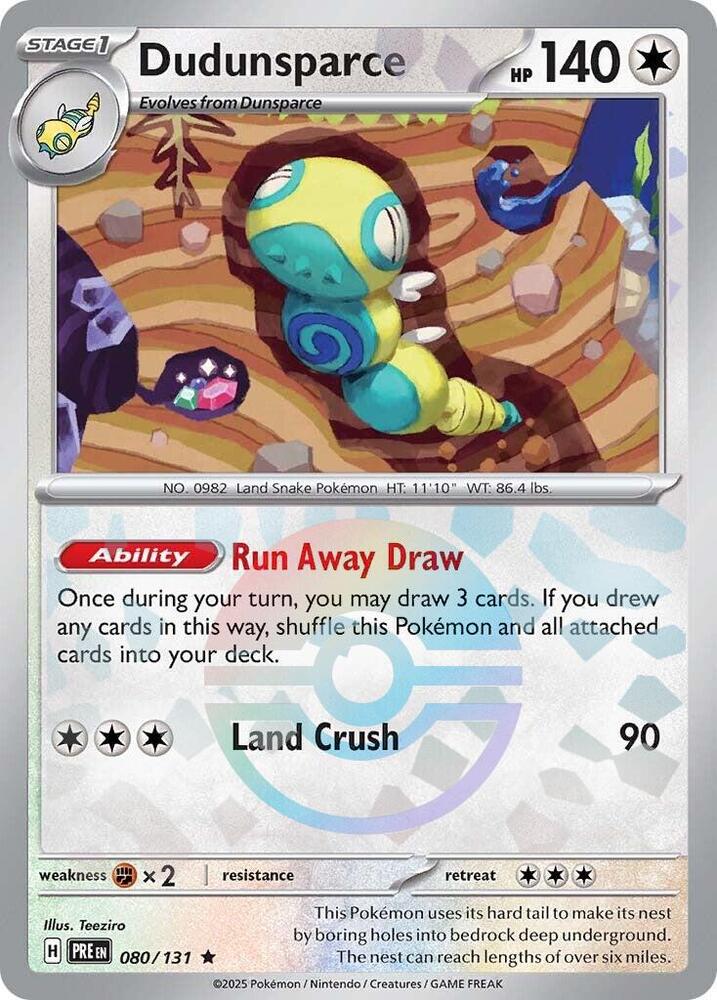 Dudunsparce 080/131 - Poké Ball Reverse Holo - Pokemon TCG Prismatic Evolutions card