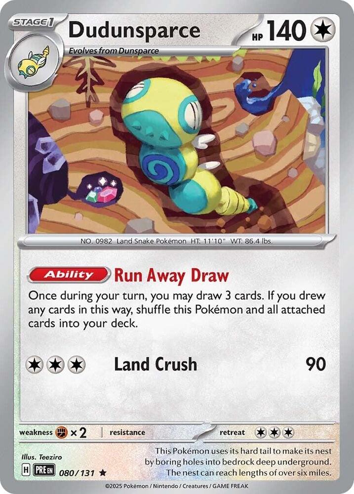 Dudunsparce 080/131 - Standard card artwork - Pokemon TCG Prismatic Evolutions card