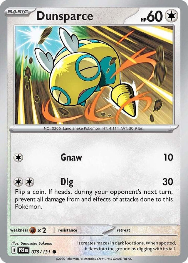 Dunsparce 079/131 - Standard card artwork - Pokemon TCG Prismatic Evolutions card