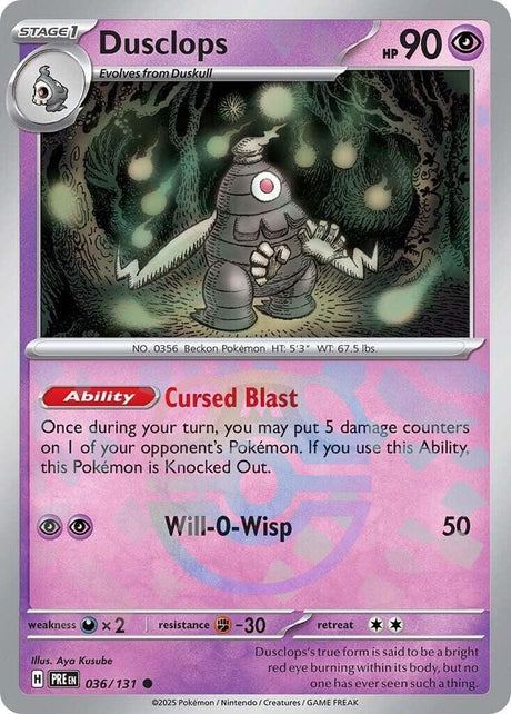Dusclops 036/131 - Master Ball Reverse Holo - Pokemon TCG Prismatic Evolutions card