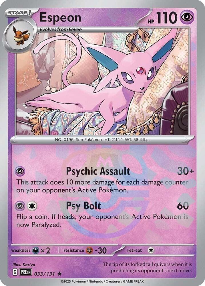 Espeon 033/131 - Master Ball Reverse Holo - Pokemon TCG Prismatic Evolutions card