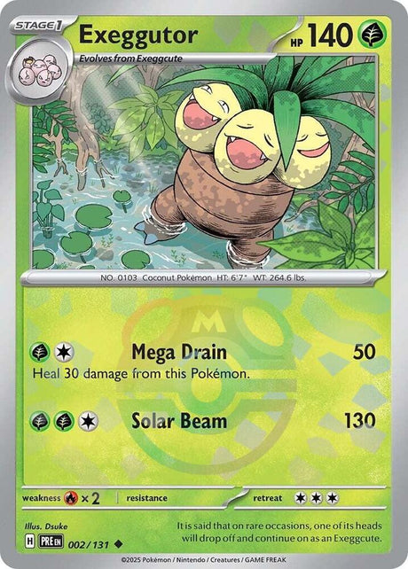 Exeggutor 002/131 - Master Ball Reverse Holo - Pokemon TCG Prismatic Evolutions card