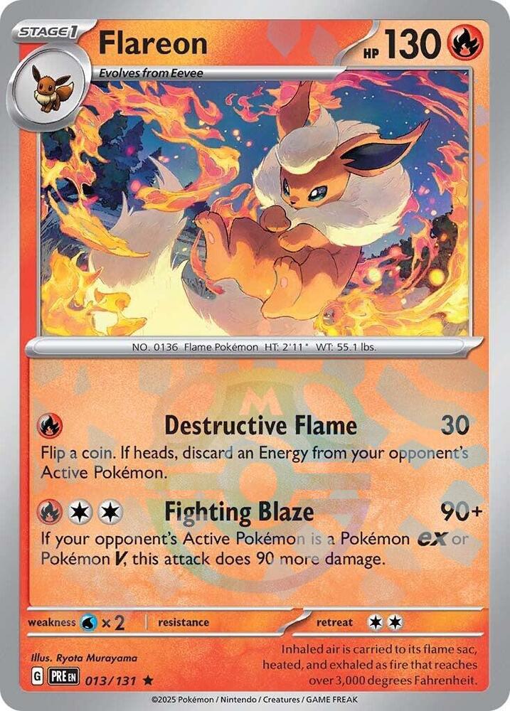 Flareon 013/131 - Master Ball Reverse Holo - Pokemon TCG Prismatic Evolutions card