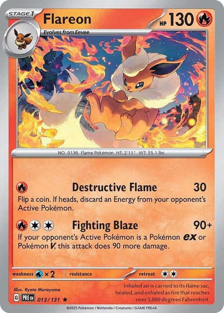 Flareon 013/131 - Standard card artwork - Pokemon TCG Prismatic Evolutions card