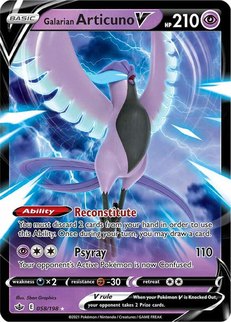 Galarian Articuno V 058 - Pokemon TCG Chilling Reign card
