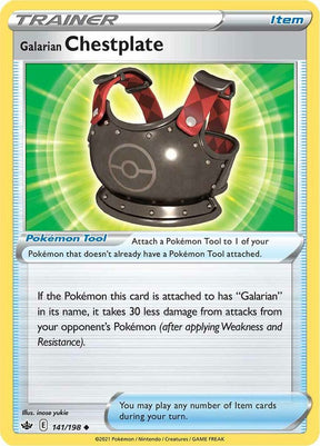 Galarian Chestplate 141 - Pokemon TCG Chilling Reign card