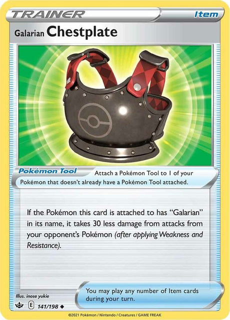 Galarian Chestplate 141 - Pokemon TCG Chilling Reign card