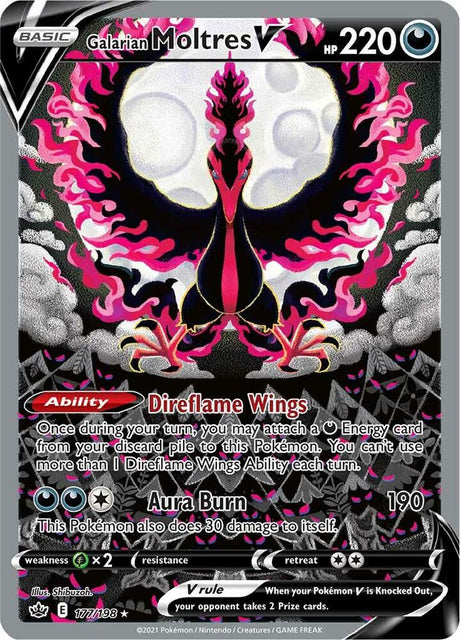 Galarian Moltres V (Alternate Full Art) 177 - Pokemon TCG Chilling Reign card