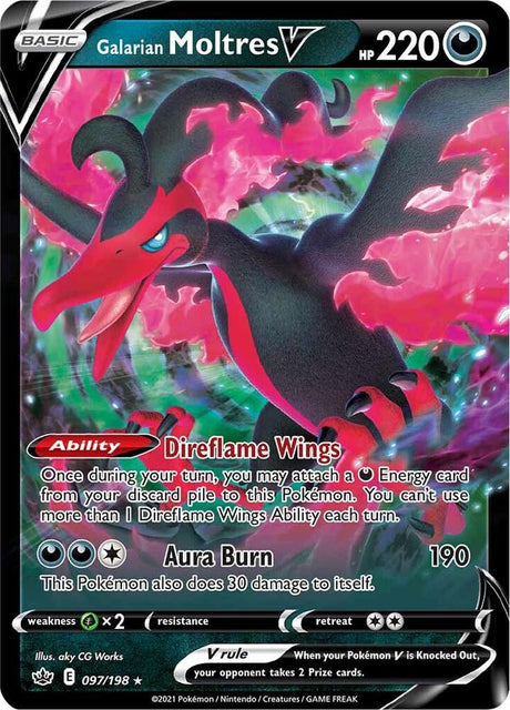Galarian Moltres V 097 - Pokemon TCG Chilling Reign card