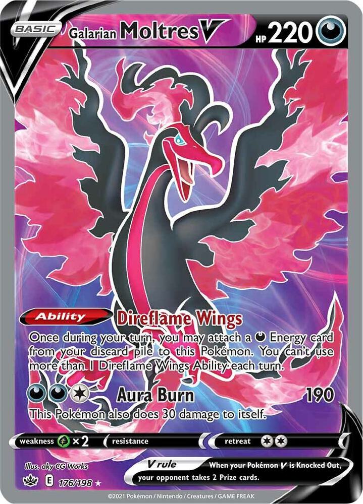 Galarian Moltres V (Full Art) 176 - Pokemon TCG Chilling Reign card