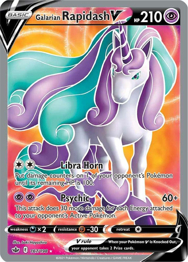 Galarian Rapidash V (Full Art) 167 - Pokemon TCG Chilling Reign card