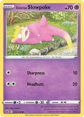 Galarian Slowpoke 054 - Pokemon TCG Chilling Reign card