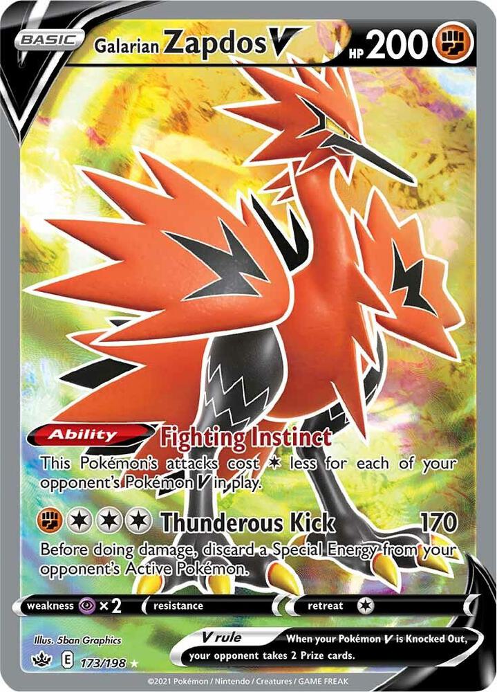 Galarian Zapdos V (Full Art) 173 - Pokemon TCG Chilling Reign card