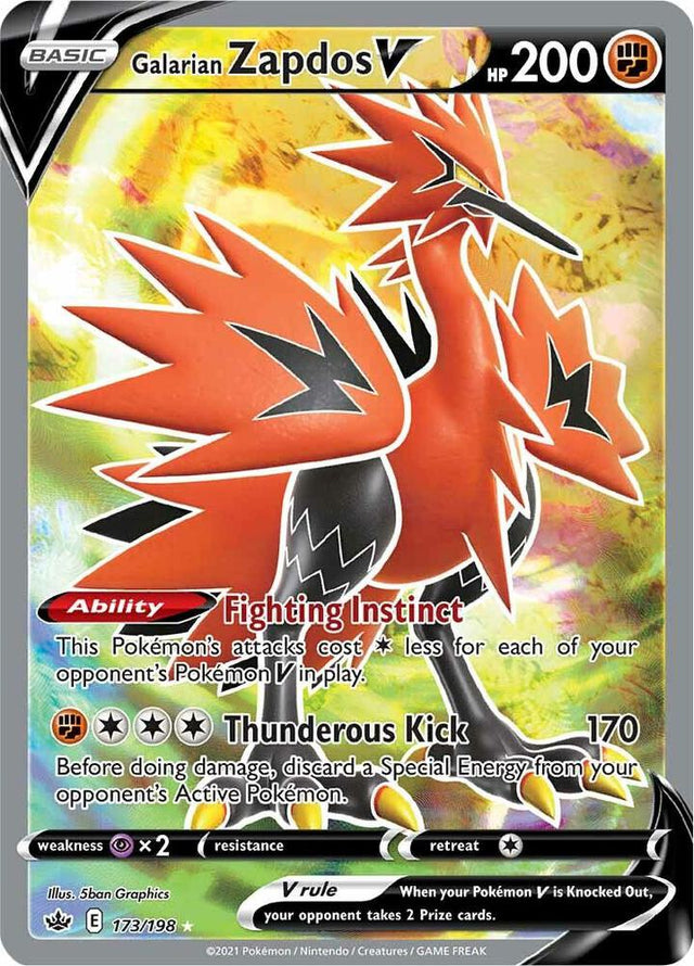 Galarian Zapdos V (Full Art) 173 - Pokemon TCG Chilling Reign card