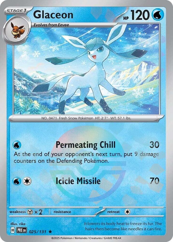 Glaceon 025/131 - Poké Ball Reverse Holo - Pokemon TCG Prismatic Evolutions card