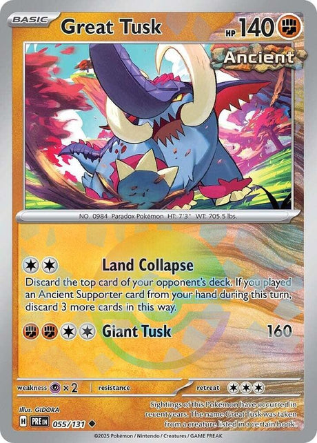 Great Tusk 055/131 - Poké Ball Reverse Holo - Pokemon TCG Prismatic Evolutions card