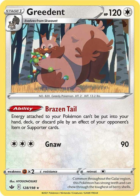 Greedent 128 - Pokemon TCG Chilling Reign card