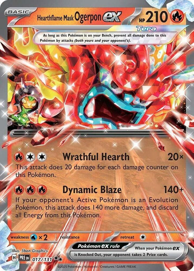 Hearthflame Mask Ogerpon ex 017/131 - Standard card artwork - Pokemon TCG Prismatic Evolutions card