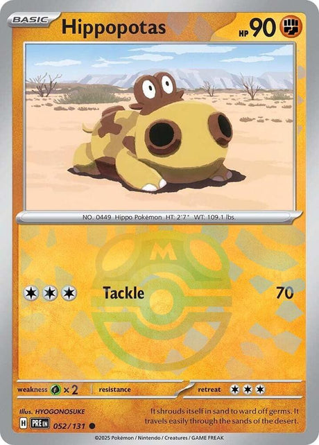 Hippopotas 052/131 - Master Ball Reverse Holo - Pokemon TCG Prismatic Evolutions card
