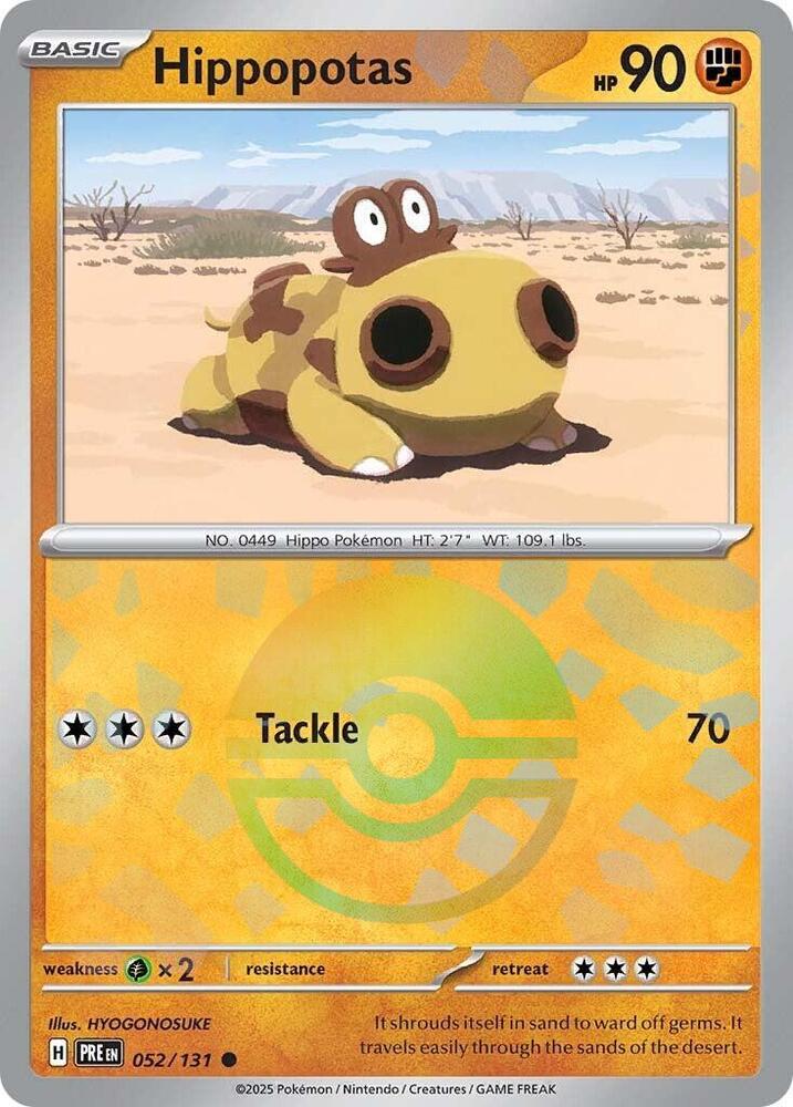 Hippopotas 052/131 - Poké Ball Reverse Holo - Pokemon TCG Prismatic Evolutions card