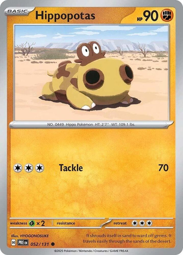 Hippopotas 052/131 - Standard card artwork - Pokemon TCG Prismatic Evolutions card