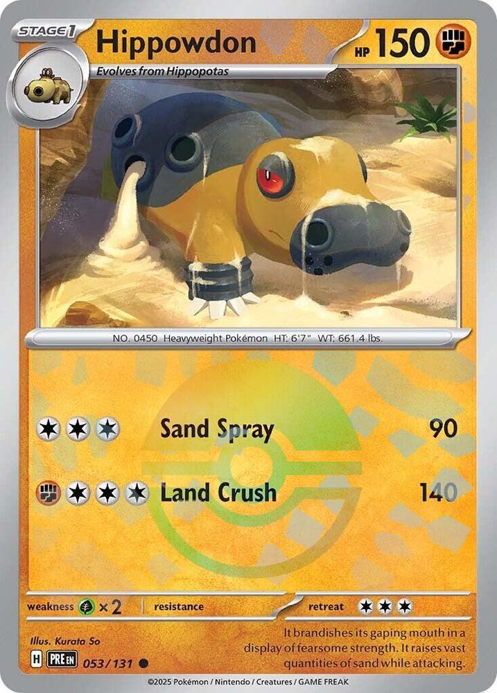 Hippowdon 053/131 - Poké Ball Reverse Holo - Pokemon TCG Prismatic Evolutions card