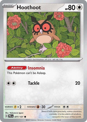 Hoothoot 077/131 - Standard card artwork - Pokemon TCG Prismatic Evolutions card