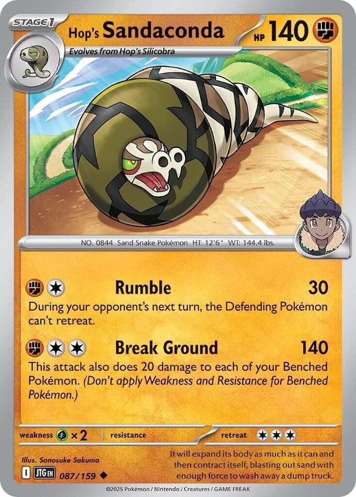 Hop's Sandaconda 087/159 - Pokemon TCG Journey Together card