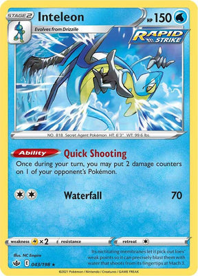 Inteleon 043 - Pokemon TCG Chilling Reign card