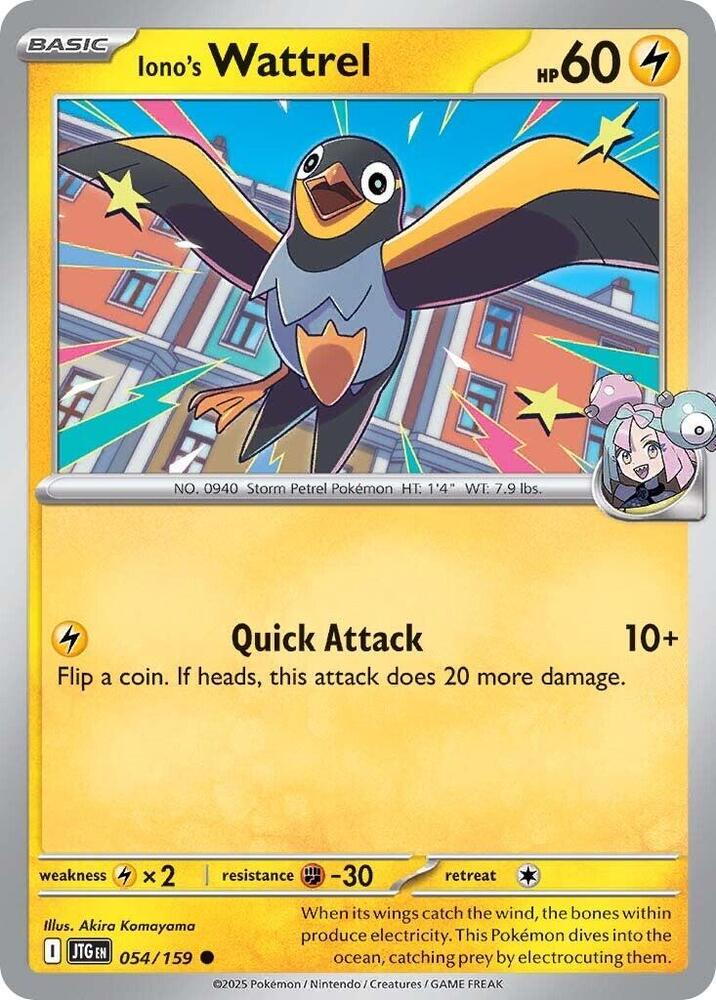 Iono's Wattrel 054/159 - Pokemon TCG Journey Together card
