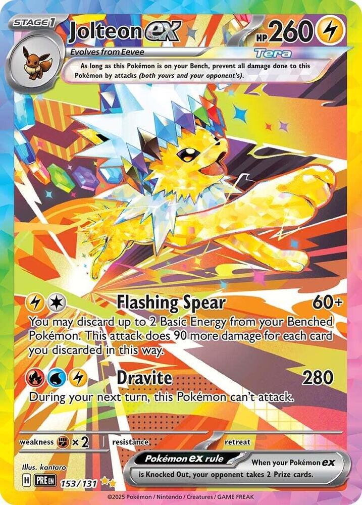 Jolteon ex 153/131 - Standard card artwork - Pokemon TCG Prismatic Evolutions card