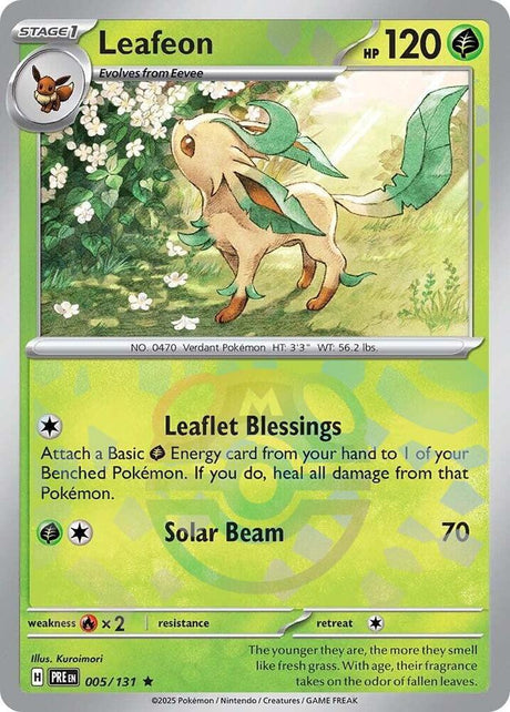 Leafeon 005/131 - Master Ball Reverse Holo - Pokemon TCG Prismatic Evolutions card