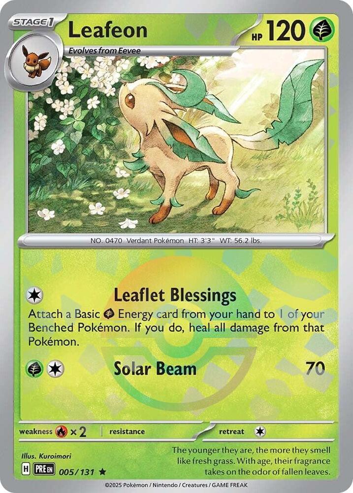 Leafeon 005/131 - Poké Ball Reverse Holo - Pokemon TCG Prismatic Evolutions card