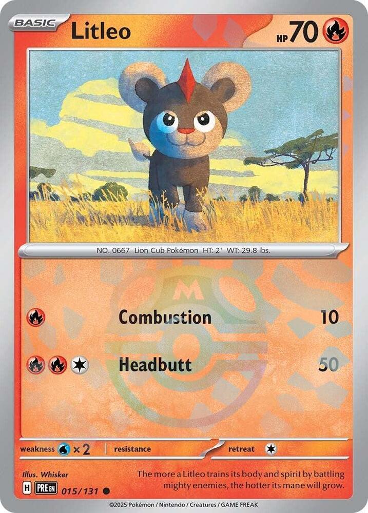 Litleo 015/131 - Master Ball Reverse Holo - Pokemon TCG Prismatic Evolutions card