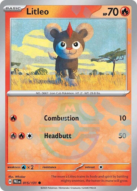 Litleo 015/131 - Master Ball Reverse Holo - Pokemon TCG Prismatic Evolutions card