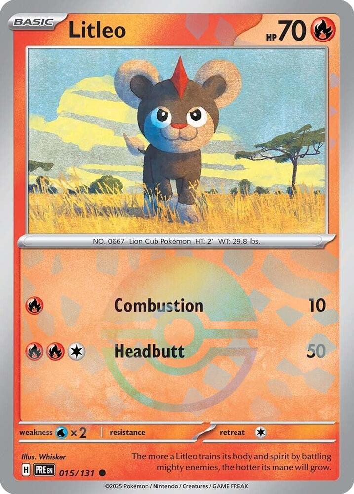 Litleo 015/131 - Poké Ball Reverse Holo - Pokemon TCG Prismatic Evolutions card