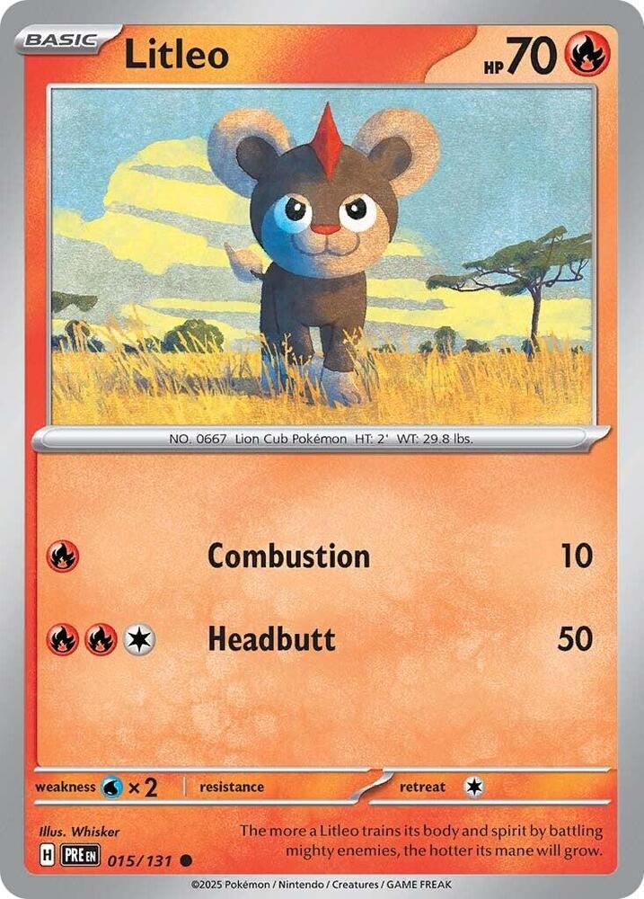 Litleo 015/131 - Standard card artwork - Pokemon TCG Prismatic Evolutions card