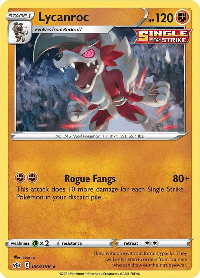 Lycanroc 087 - Pokemon TCG Chilling Reign card