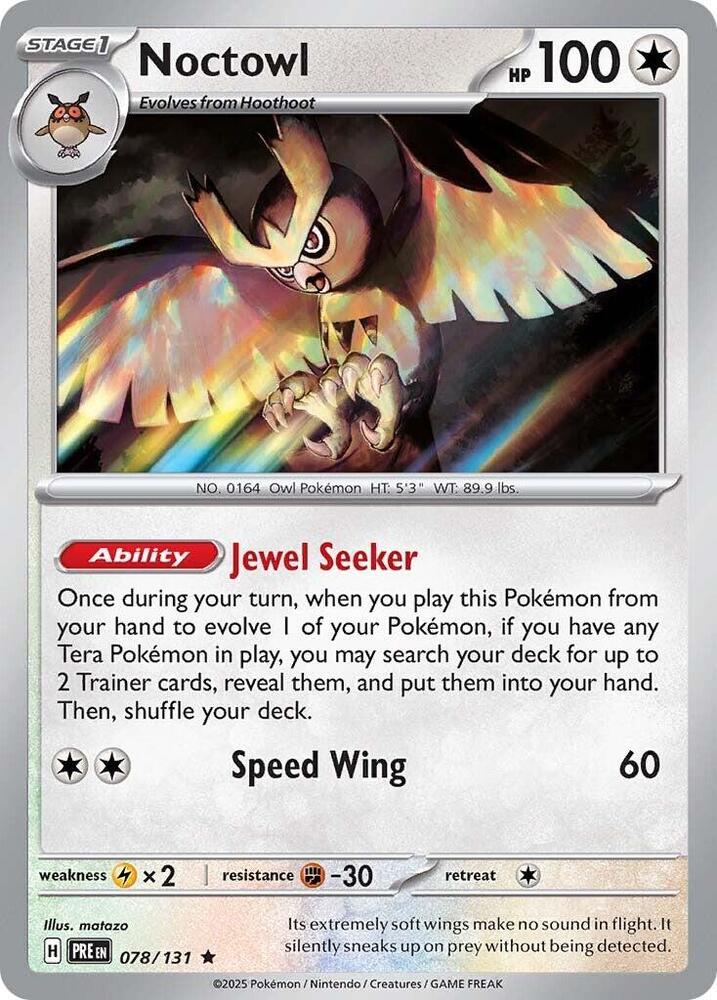 Noctowl 078/131 - Standard card artwork - Pokemon TCG Prismatic Evolutions card