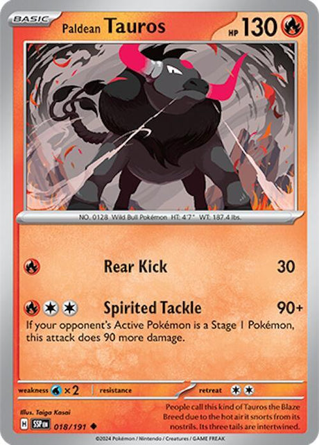Paldean Tauros 018/191 - Pokemon TCG Surging Sparks card