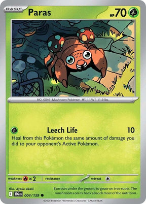 Paras 004/159 - Pokemon TCG Journey Together card