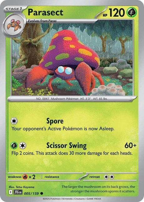 Parasect 005/159 - Pokemon TCG Journey Together card
