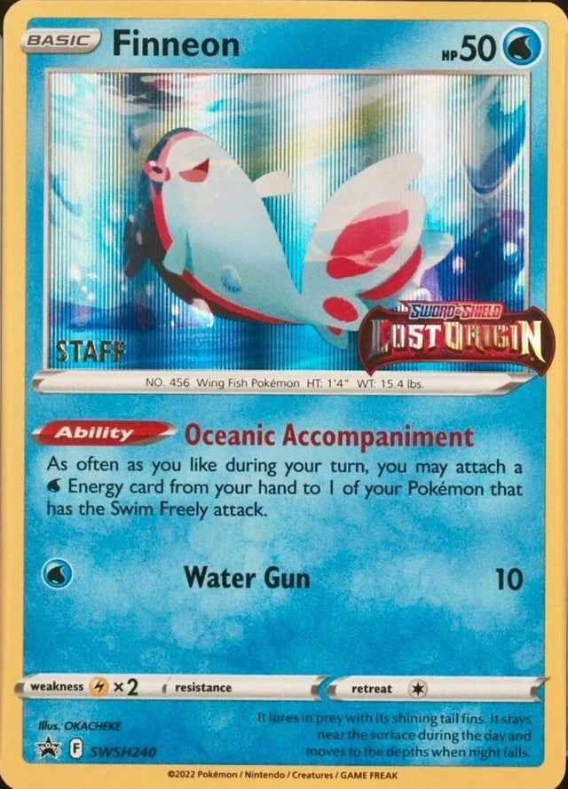 Finneon (Prerelease Staff) SWSH240, Sword & Shield Promos, Holo, English Pokémon TCG card