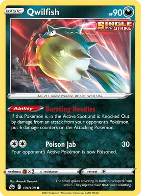 Qwilfish 101 - Pokemon TCG Chilling Reign card