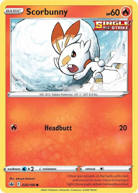 Scorbunny 026 - Pokemon TCG Chilling Reign card