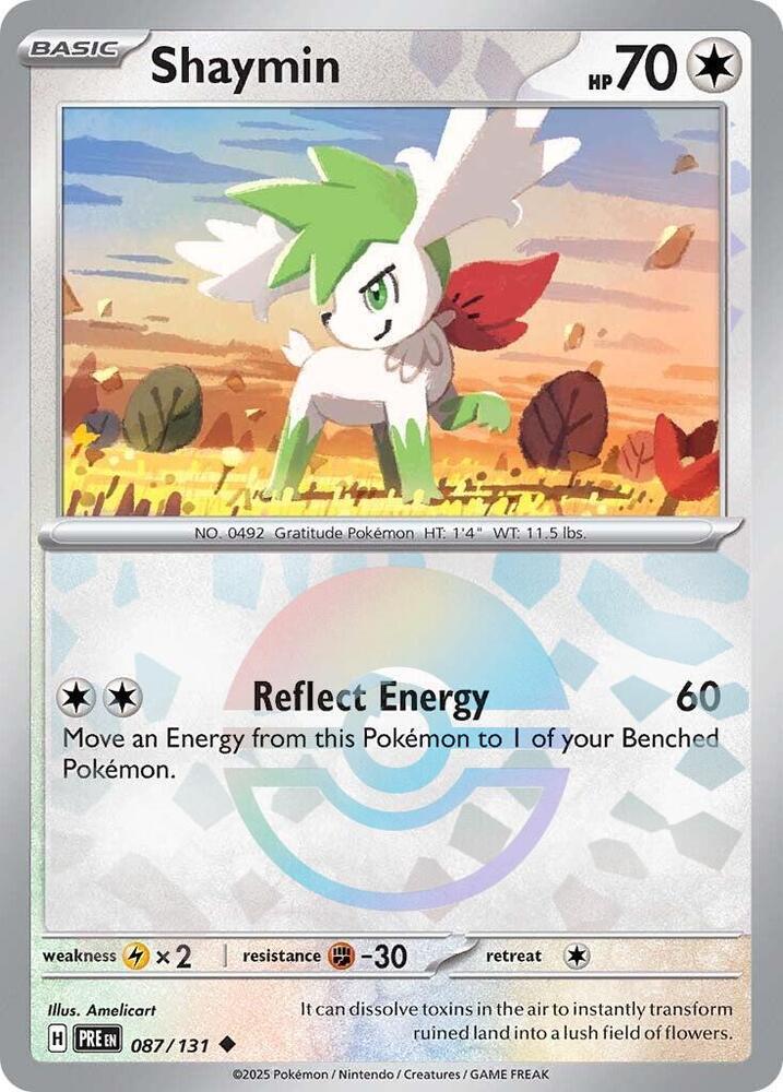 Shaymin 087/131 - Poké Ball Reverse Holo - Pokemon TCG Prismatic Evolutions card
