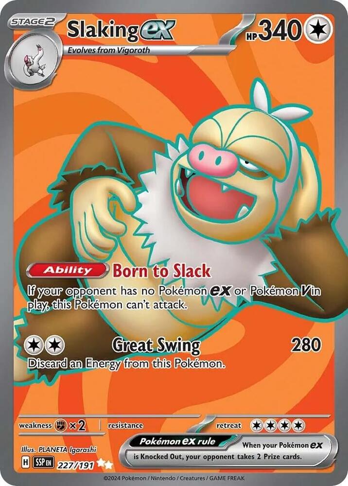 Slaking ex 227/191 - Pokemon TCG Surging Sparks card